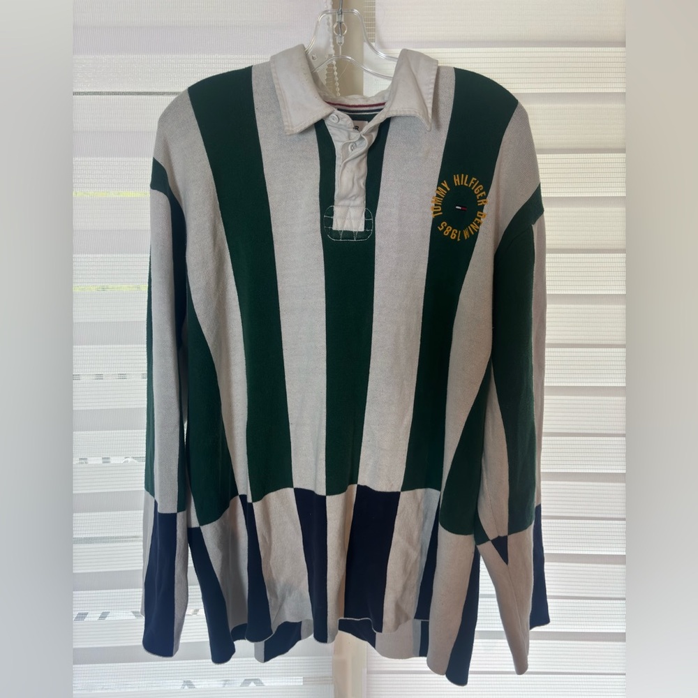 Green and White Striped Rugby Shirt - Picture 5 of 6
